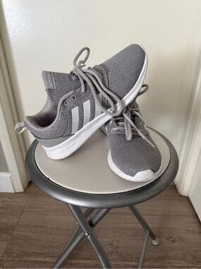 adidas Women’s Light Gray Knit Lace-Up Sneakers